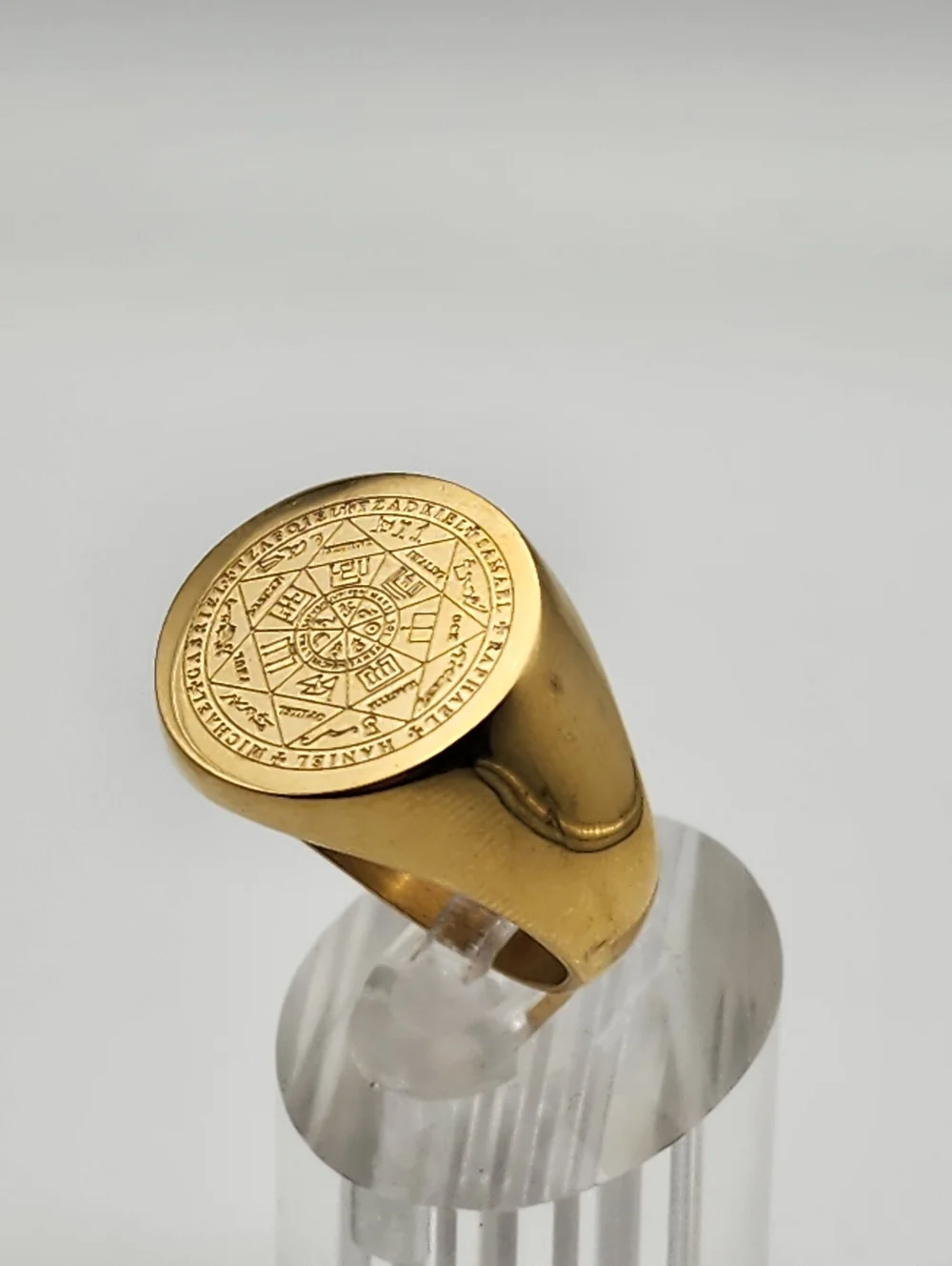 Gold Tone Seven Archangels Seal Signet Ring (10.5)